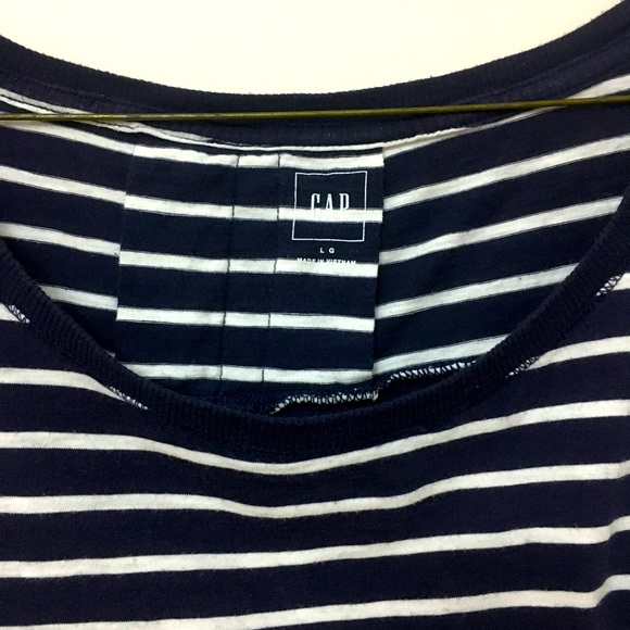Blue and White Stripes Short Sleeved Long Tee - Picture 3 of 3